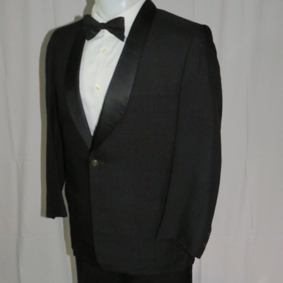 Rogers Peet Vintage Matka Silk Black Shawl Collar One Button Tuxedo 38S - Picture 7 of 14